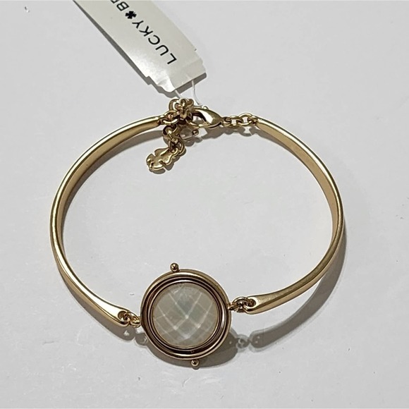 Lucky brand reversible teal and white circle brushed gold tone bracelet new!!! - Picture 2 of 5